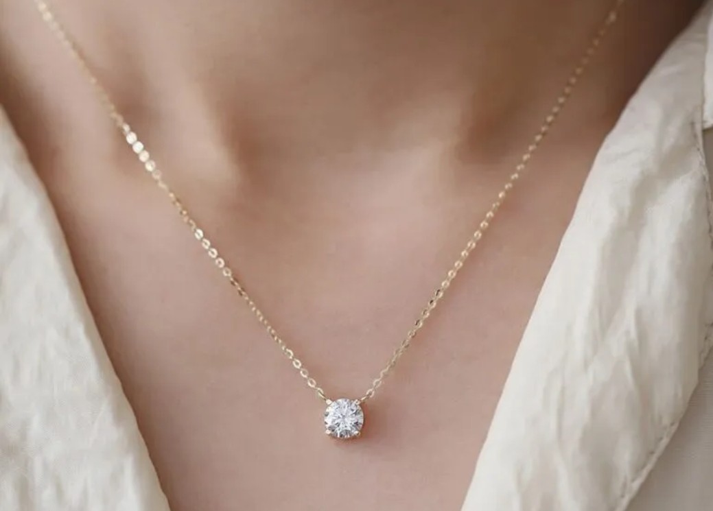 Swarovski Crystal Solitaire Choker Necklace 14k Goldplated Sterling Silver New