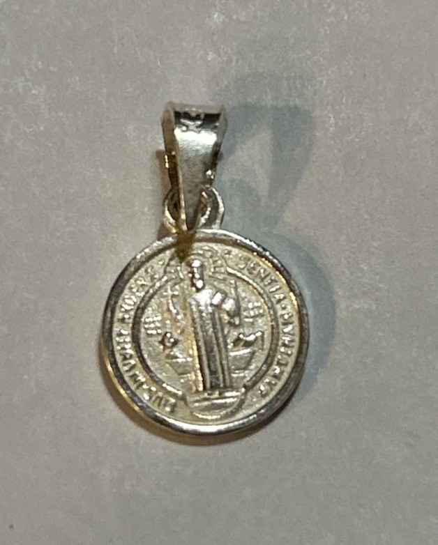 925 Sterling Silver Saint Benedict Medal Round Small 2 Sided Prayer NEW 1g Solid