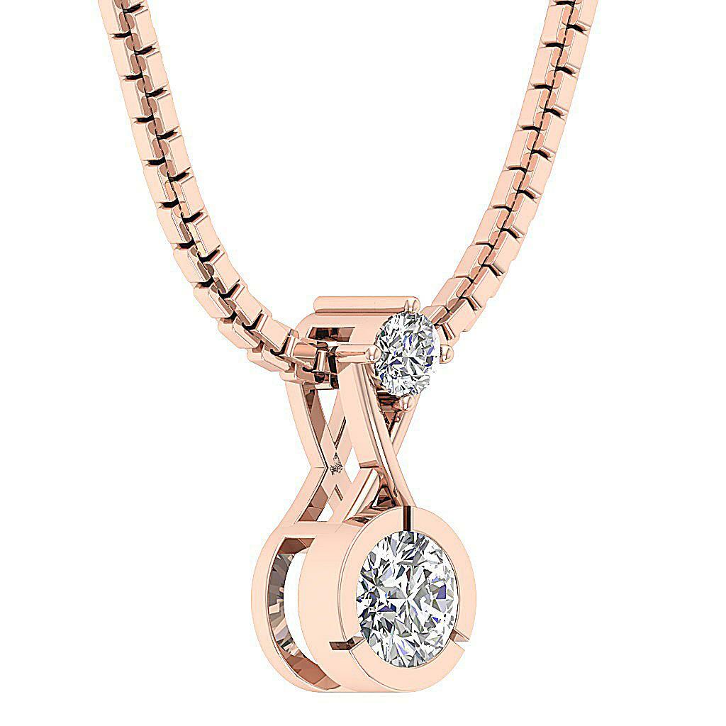 Solitaire Pendant I1 G 0.40 Carat Natural Diamond Rose Gold Prong Bezel Set