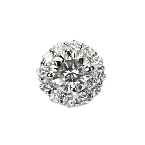 Brand New Pt950 Diamond Pendant Top 0.573ct G SI1 G D0.17CT [ESCORE] free shippi