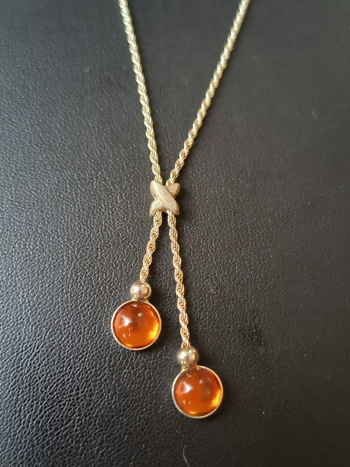 Sterling Silver 925 Amber Pendant Necklace Unbranded