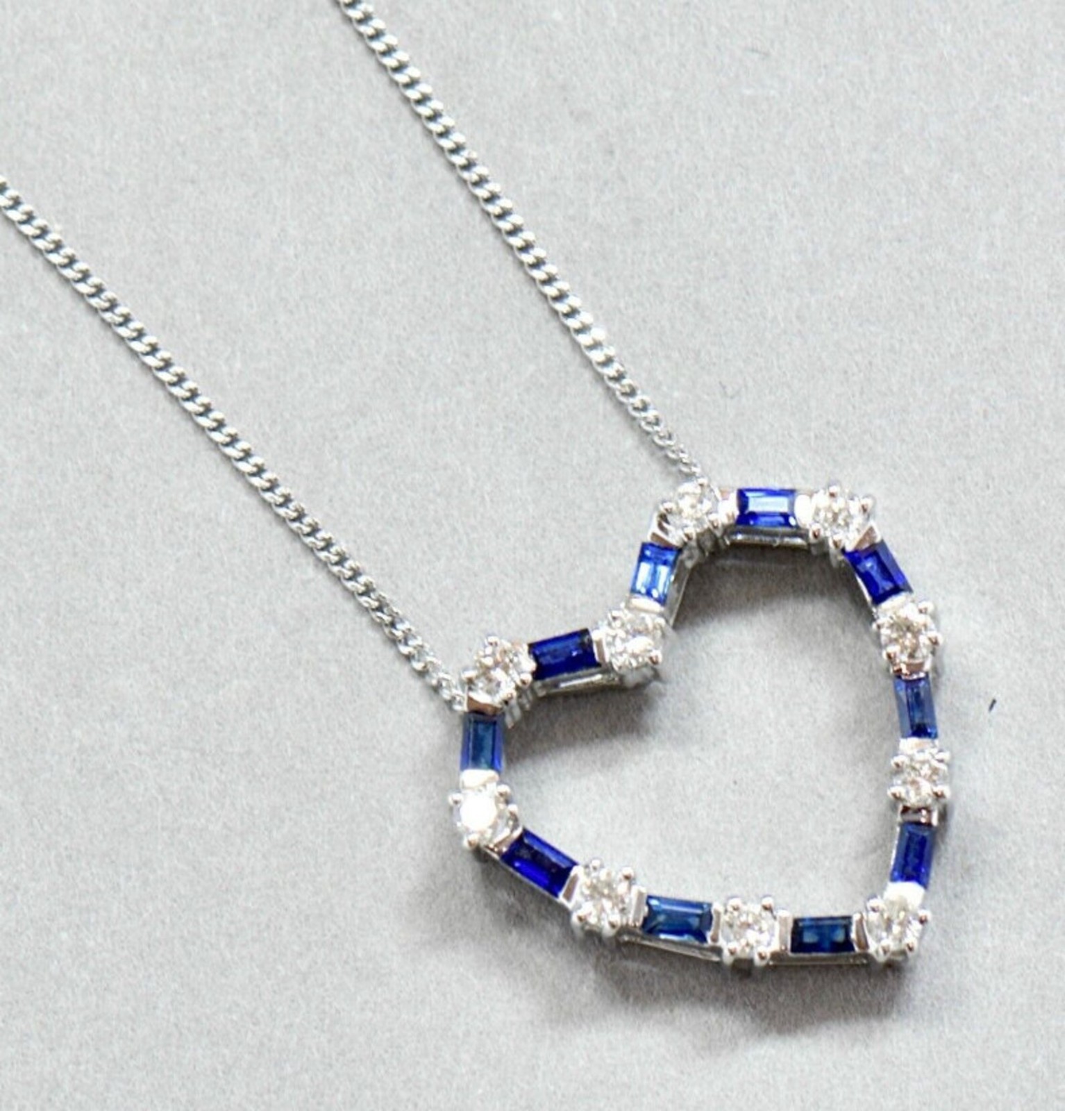 2Ct Lab Created Baguette Cut Sapphire Heart Shape Pendant 14K White Gold Plated