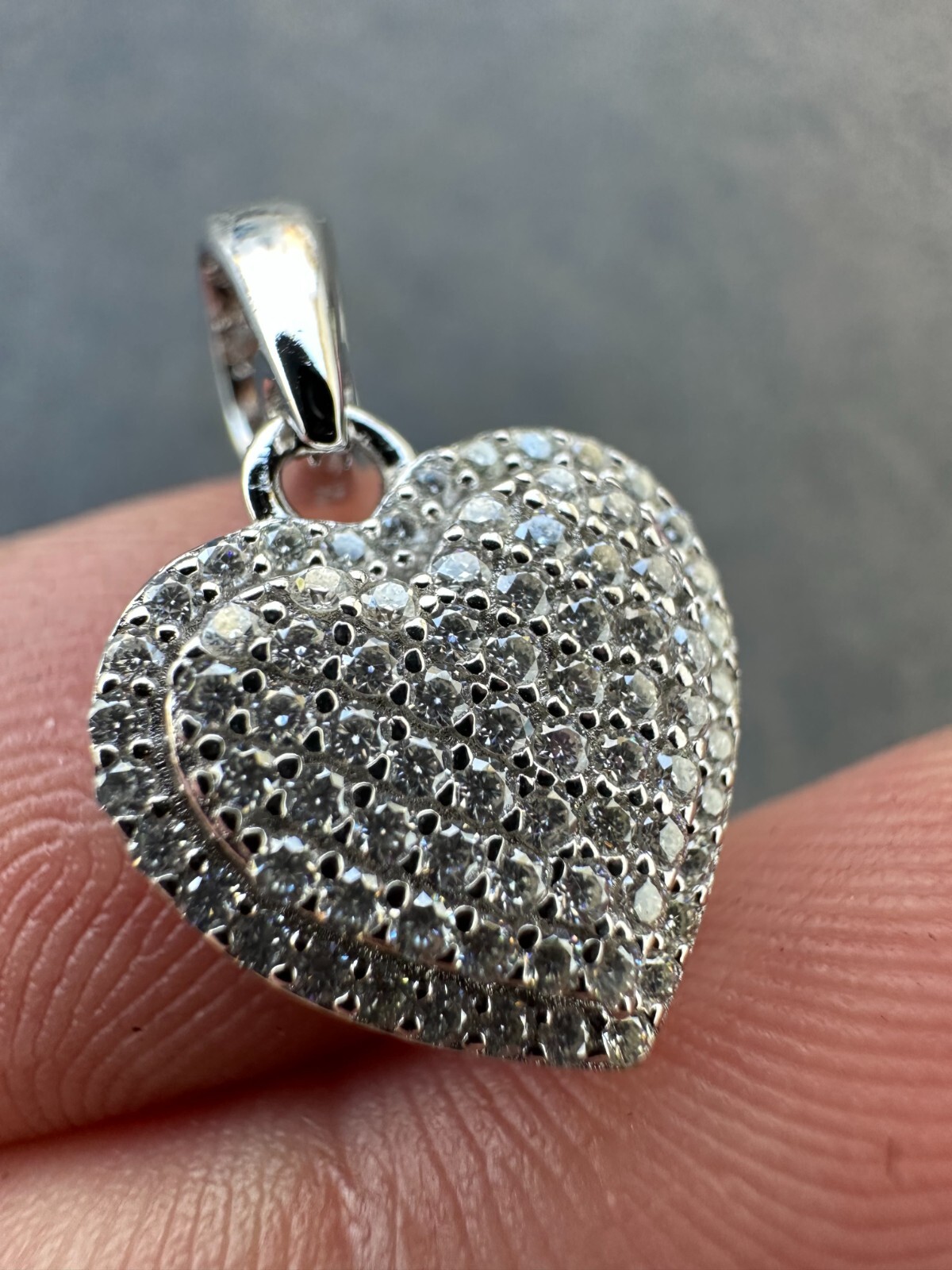 MOISSANITE 925 Silver Iced Small Ladies Heart Shaped Love Pendant Necklace Charm