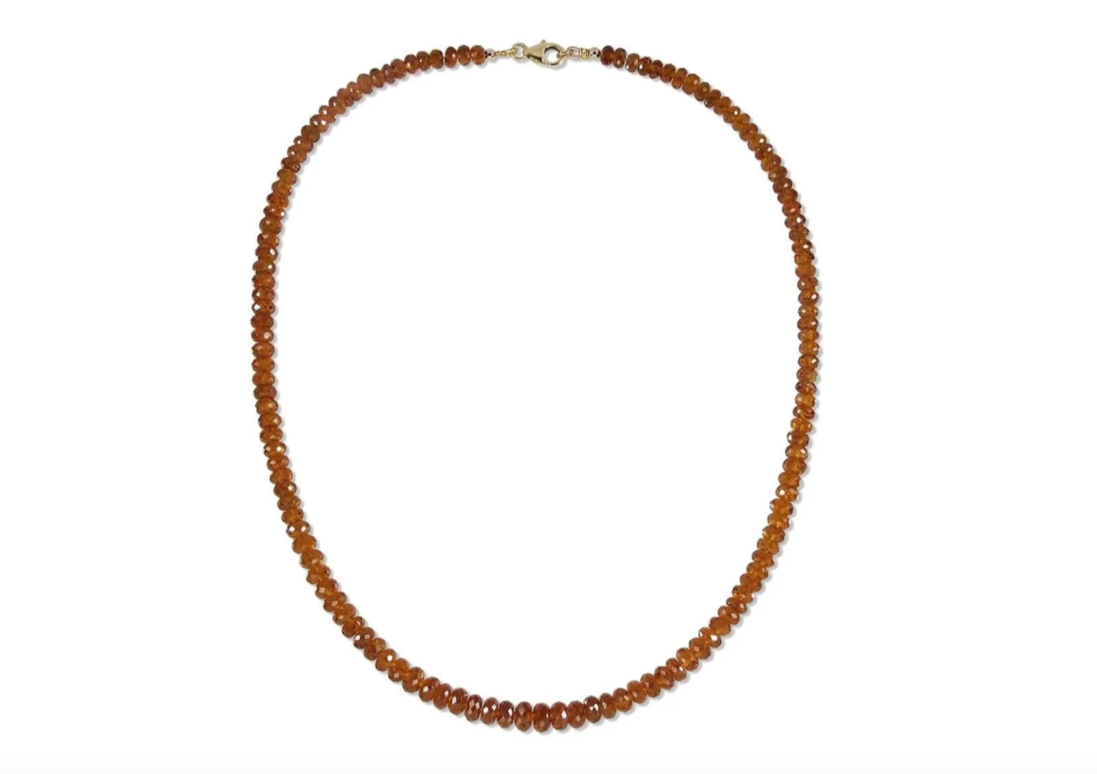 Natural Hessonite Garnet Beaded Necklace 9K Gold Clasp 18″ Inch