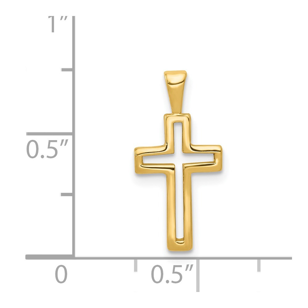 14k Yellow Gold Cross Charm Pendant for Women 0.69gm L-0.75 in,W-0.4 in