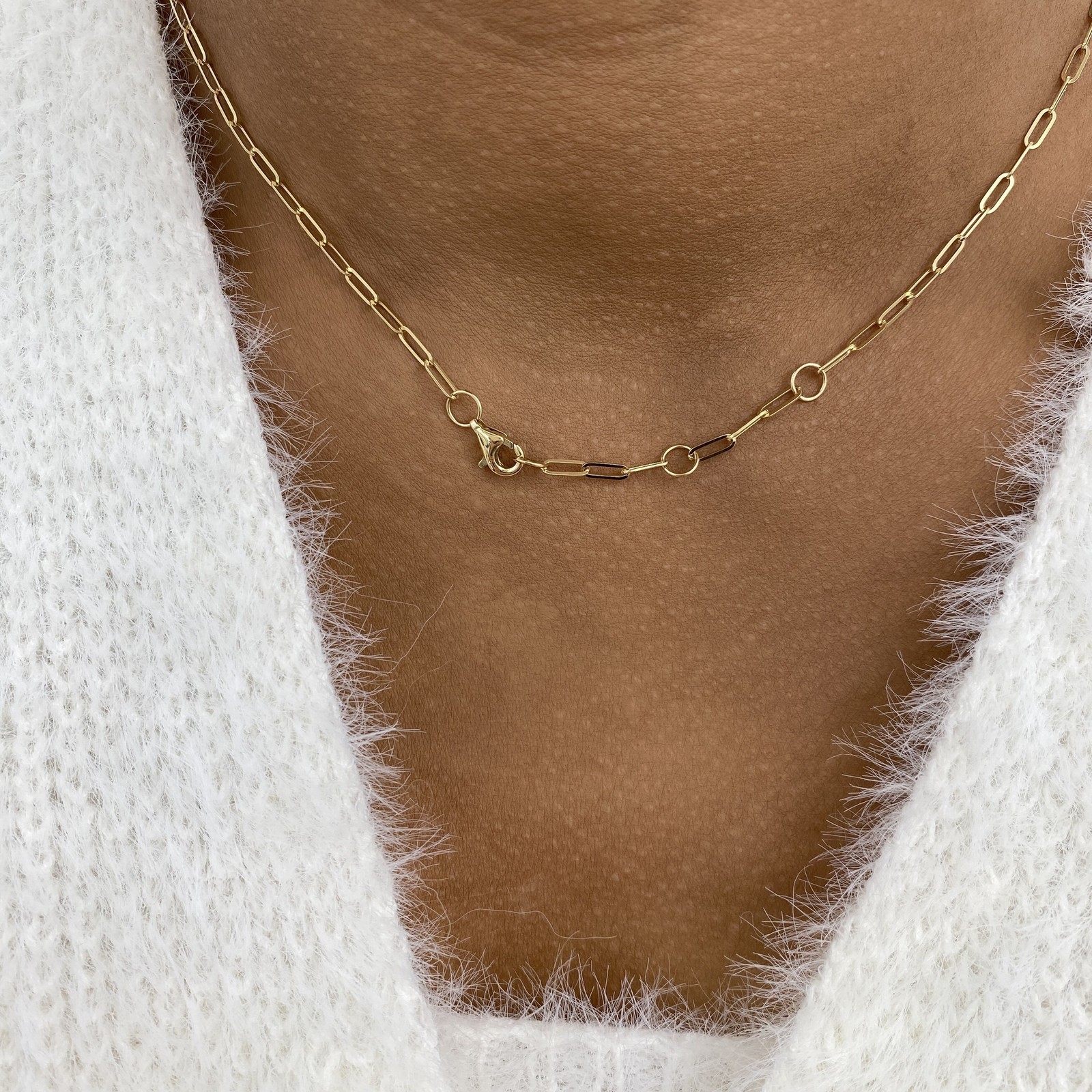 2.70CT Round Cut Lab Grown Diamond Chain Necklace For Adjustable 14k Yellow Gold