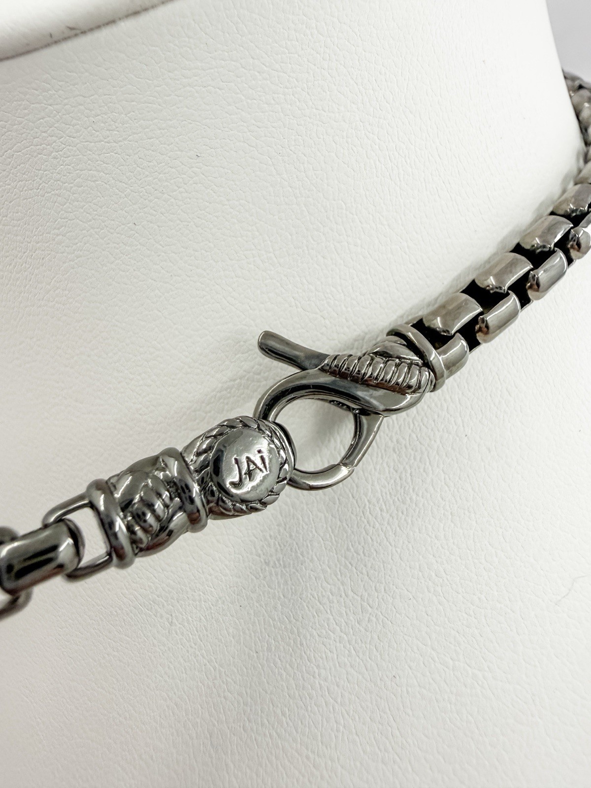JAI John Hardy Black Sterling Silver Round Box Chain Necklace 20″ 4.7mm 55.15g