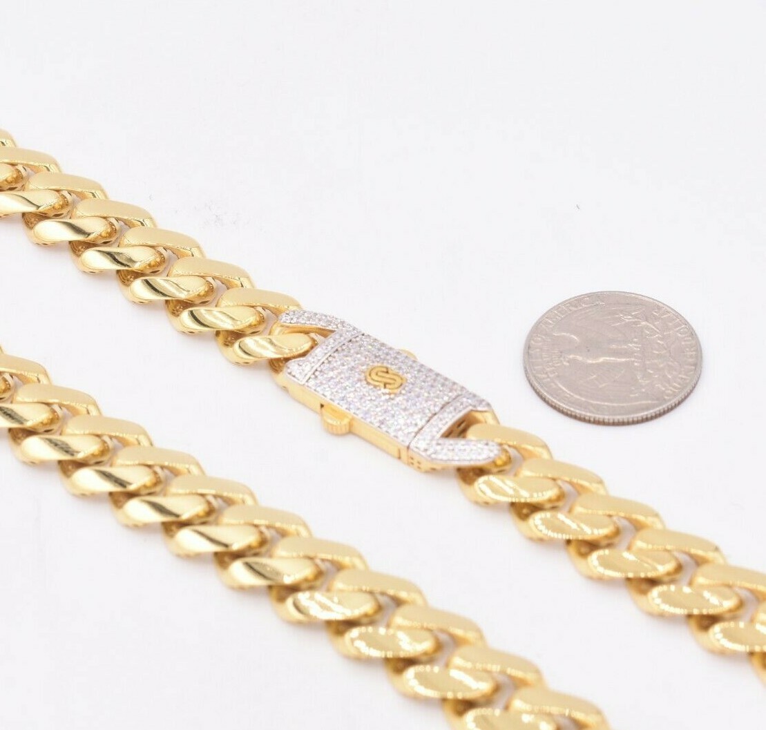 13mm Miami Cuban Royal Link Chain Necklace Box Clasp Real 14K Yellow Gold