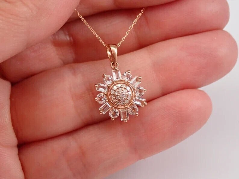 0.75Ct Round Natural Moissanite Women’s Pendant 14k Rose Gold Plated Silver