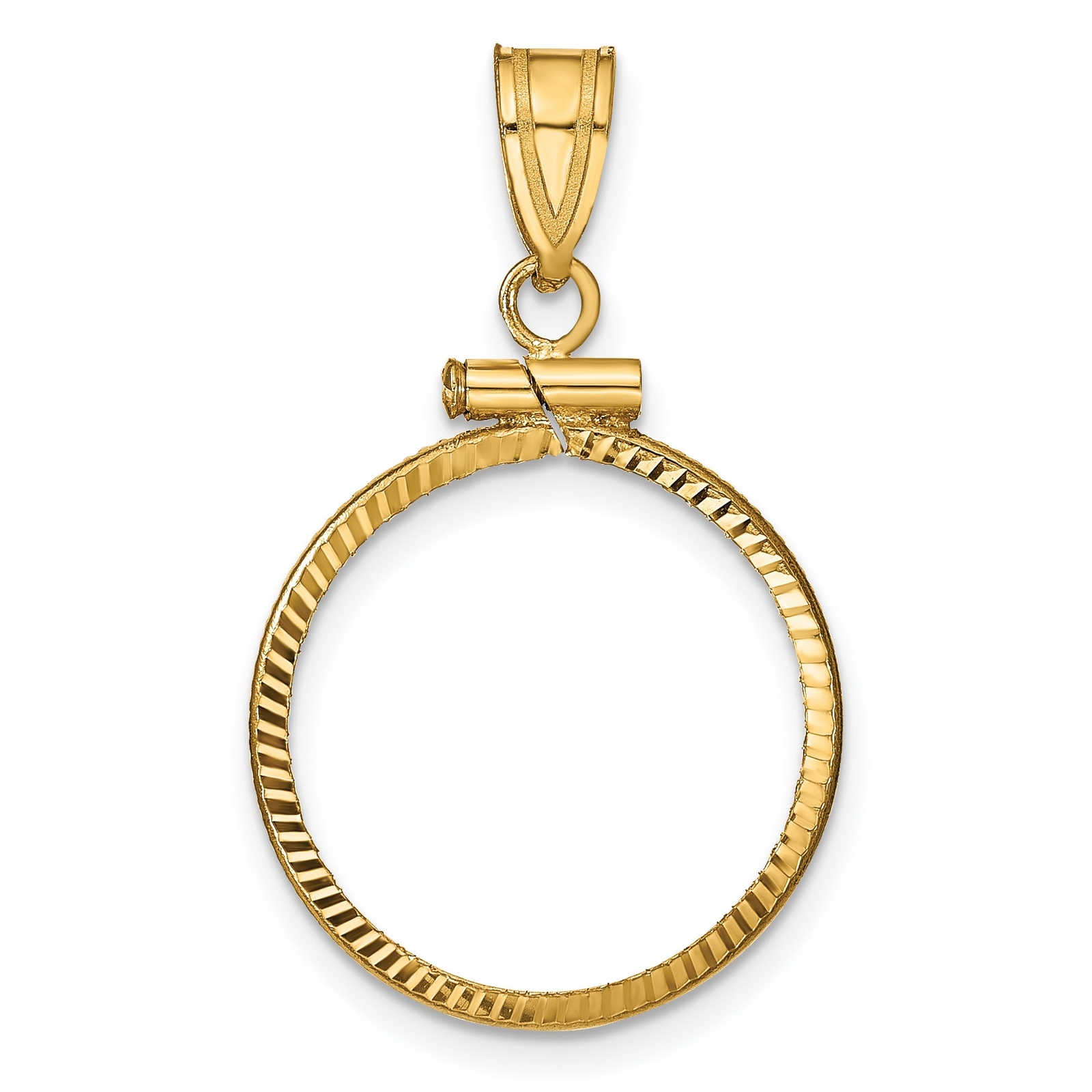 14k Yellow Gold D/C Faceted Screw Top US Mercury Dime Coin Bezel