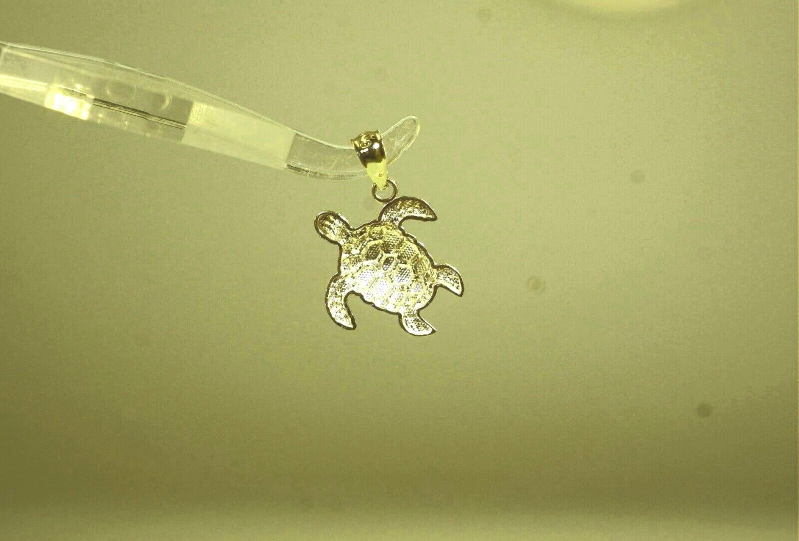 16MM SOLID 14K YELLOW GOLD SPARKLY DIAMOND CUT DC HAWAIIAN TURTLE PENDANT SML