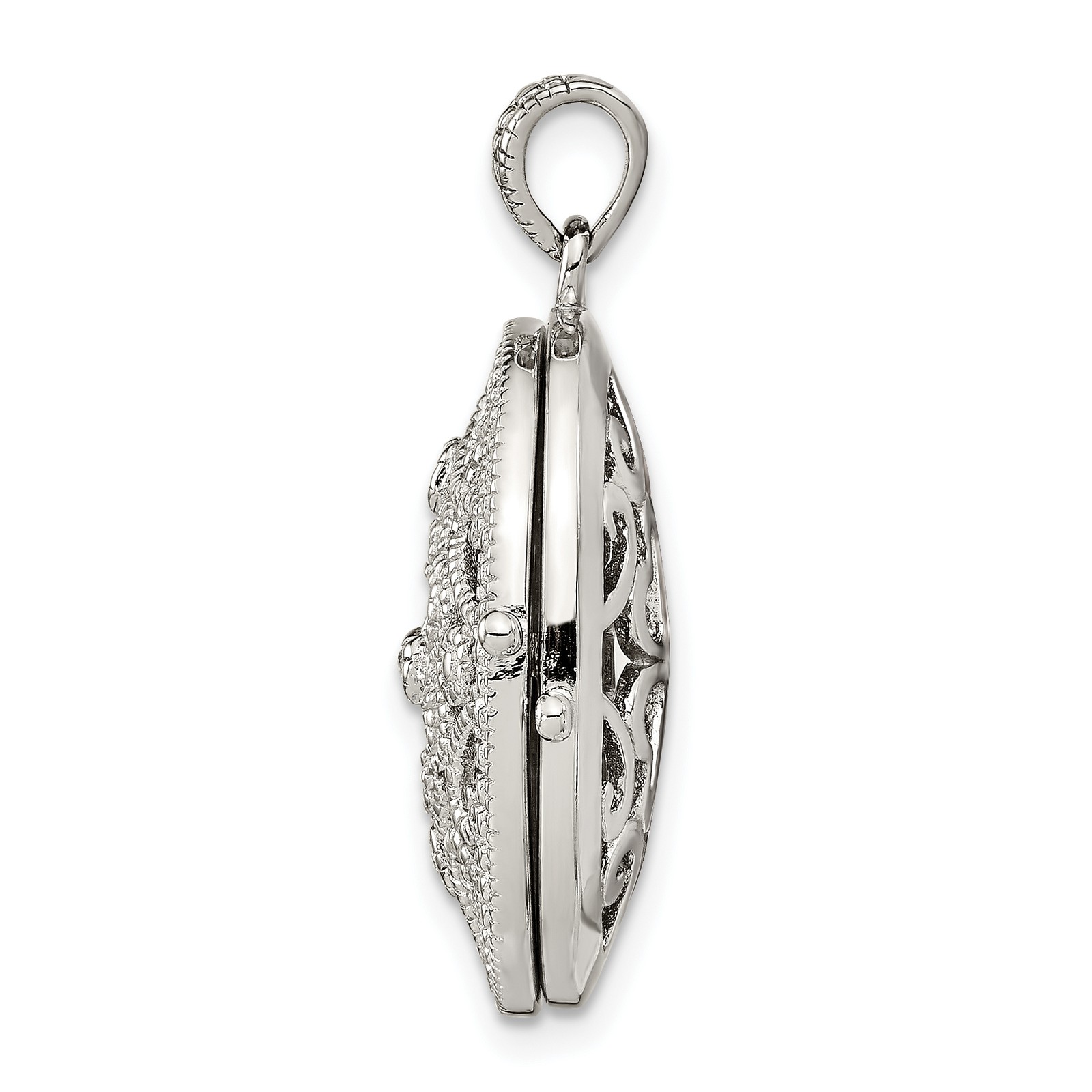 Silver CZ Fancy Filigree Oval 22mm Locket QP1454