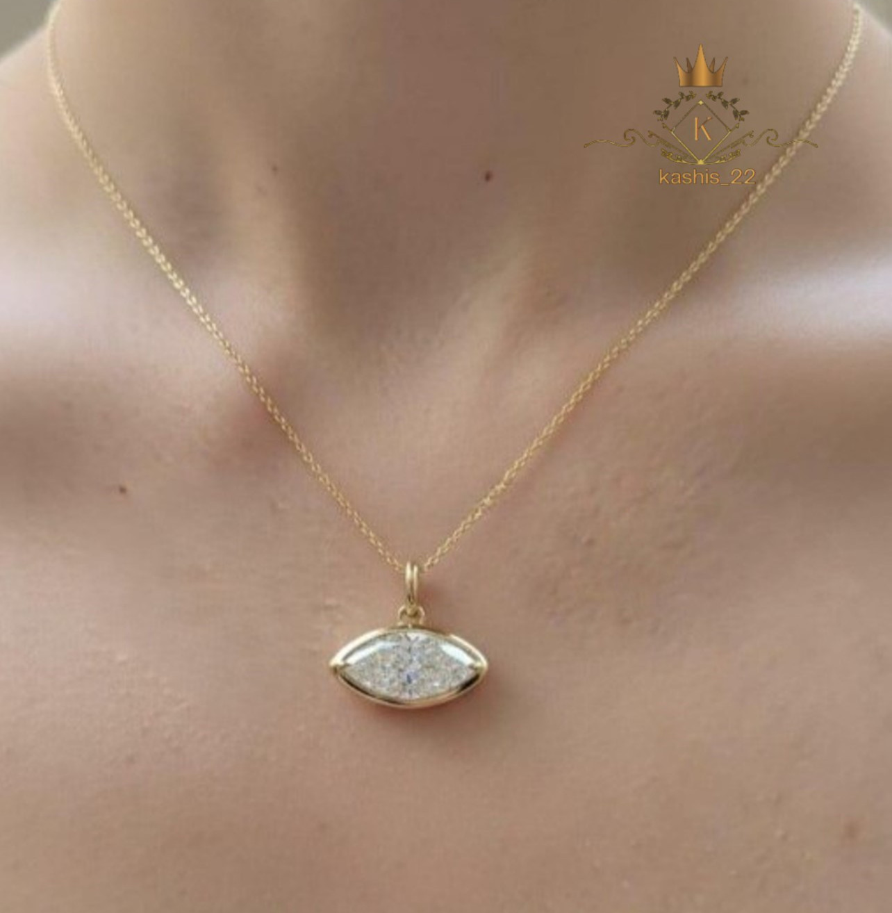 Solid 14K Yellow Gold Moissanite Solitaire Wedding Pendant 2 Carat Marquise Cut