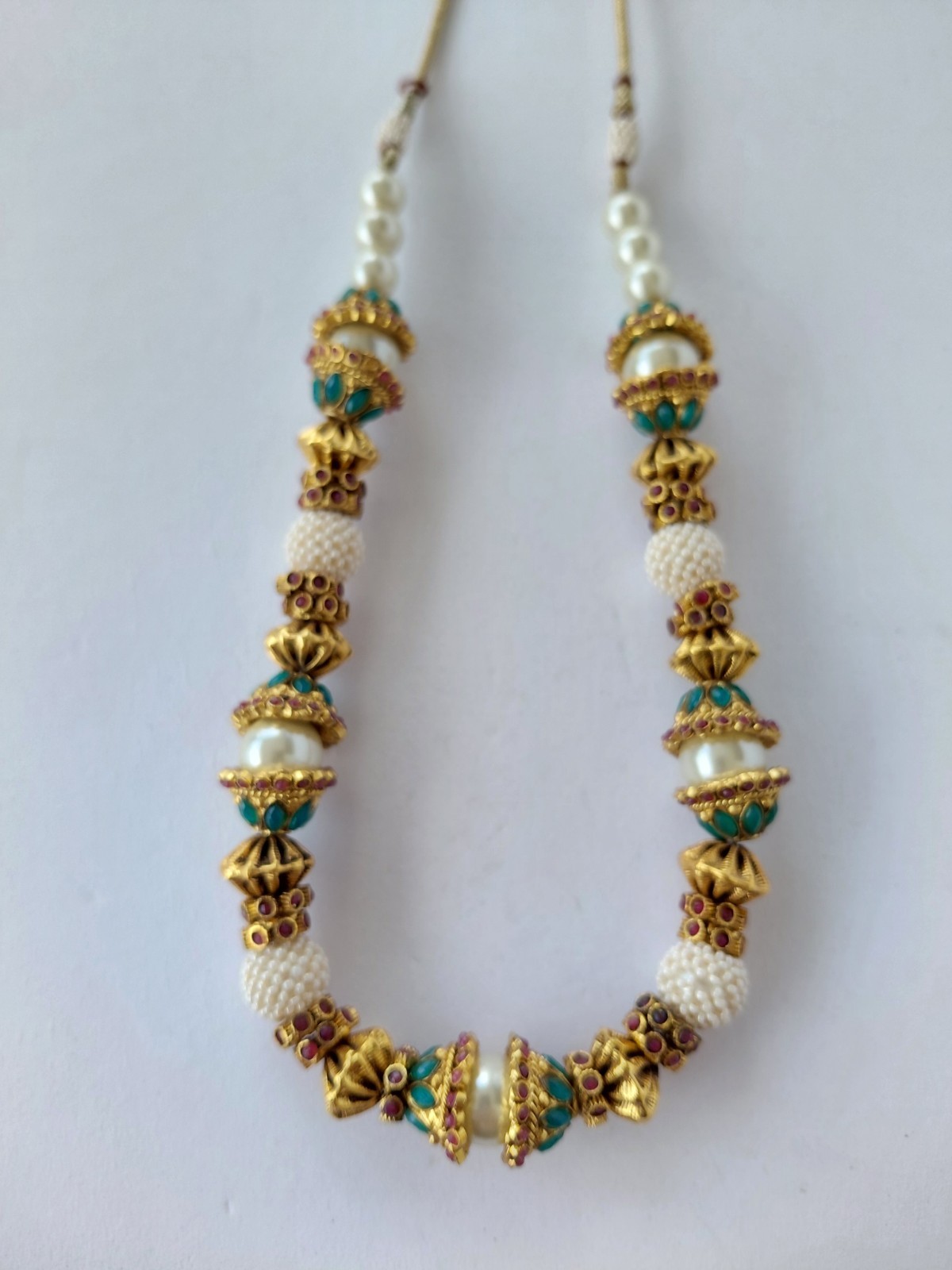 Vintage Necklace Kundan Polki Traditional Indian Wedding Gold Tone Multicolor