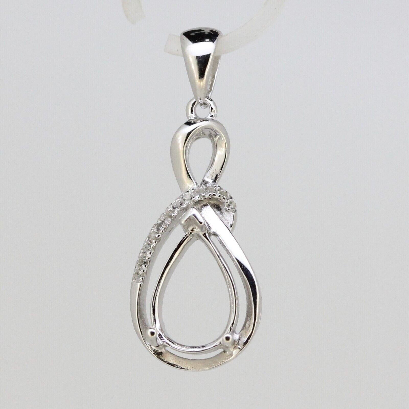 Sterling Silver Semi Mount Pendant Setting Pear 12x8mm Women Pendant Jewelry