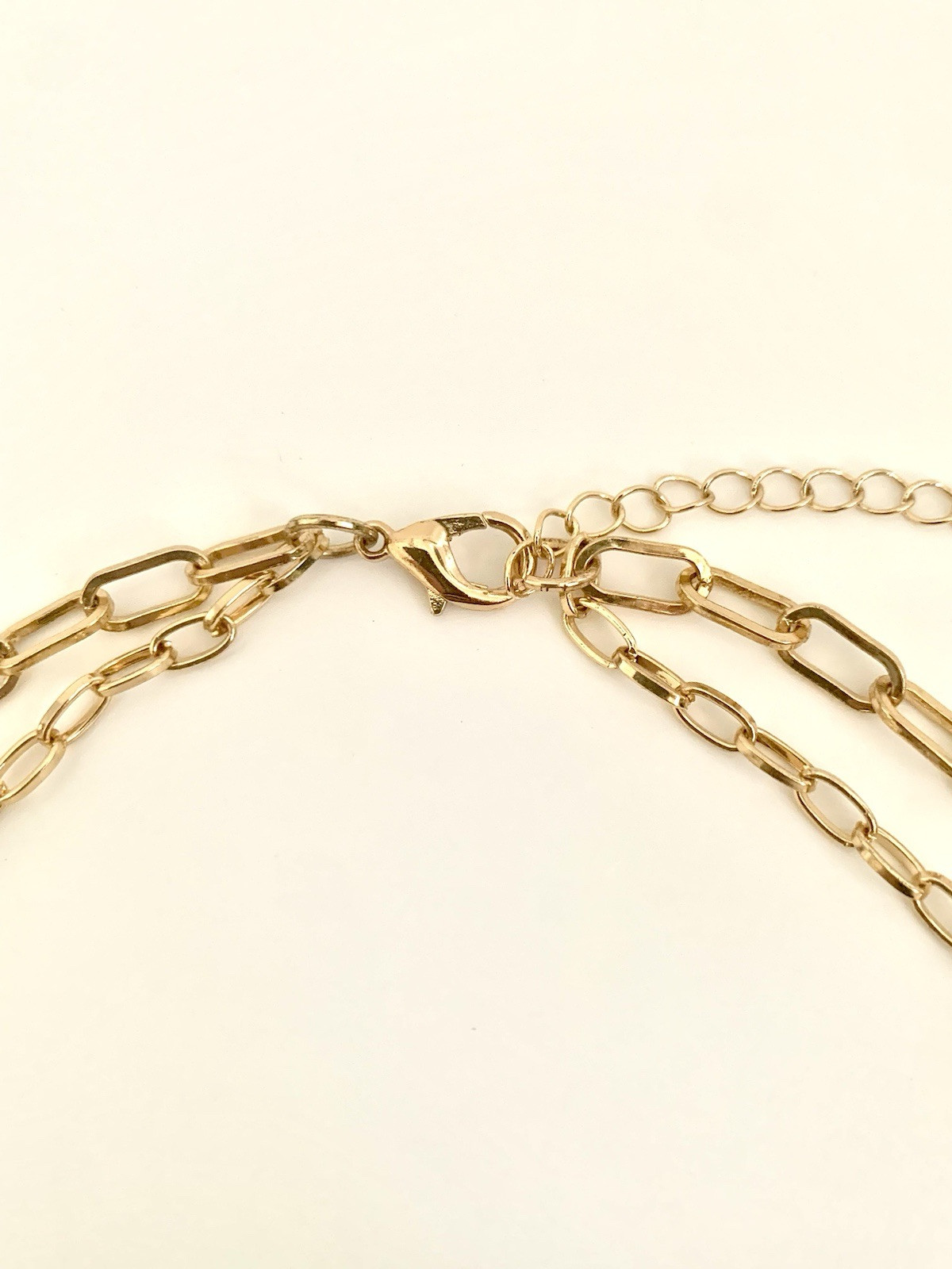 C1946 Gold Tone Double Paper Clip Chain Necklace 21.5” FREE SHIPPING