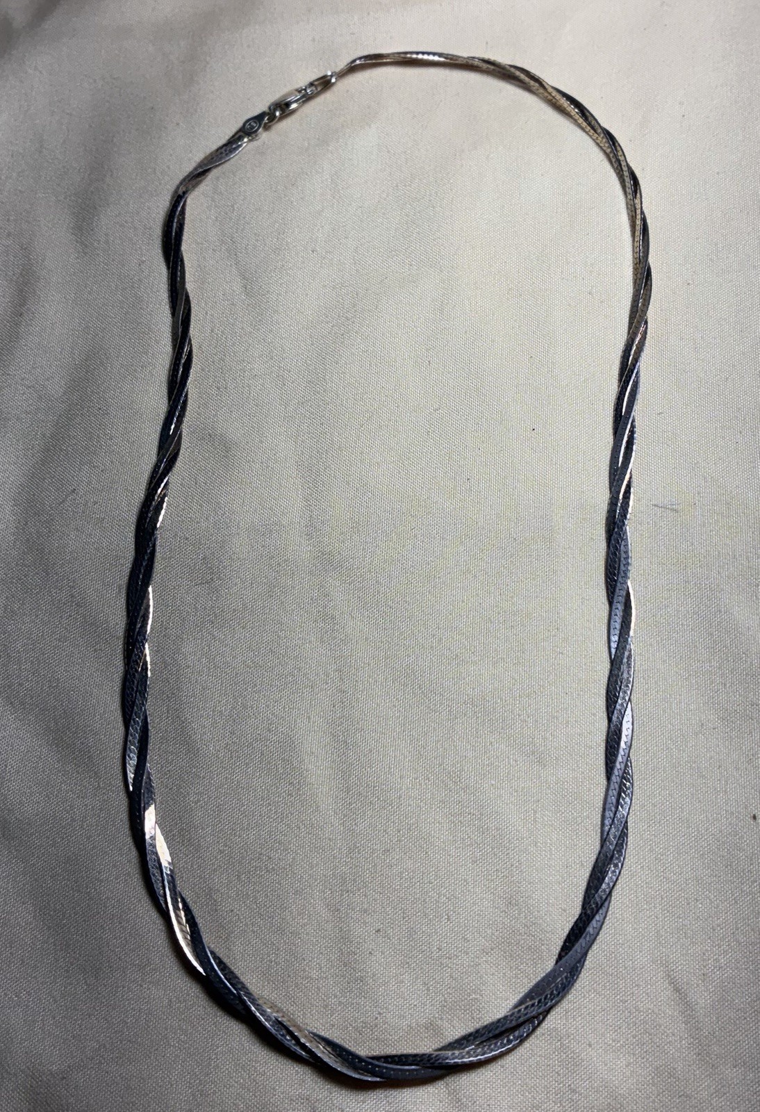 Vintage 925 Italian Sterling Silver Braided Herringbone Chain Necklace