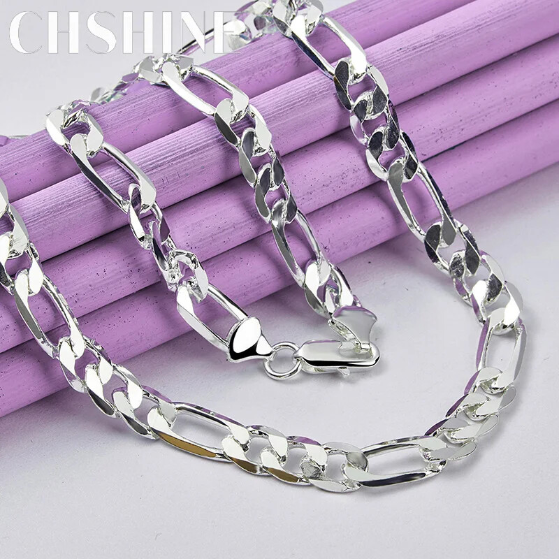 CHSHINE 925 Sterling Silver 8mm Men’s Chain 16-24 Inch Necklace Charm Jewelry