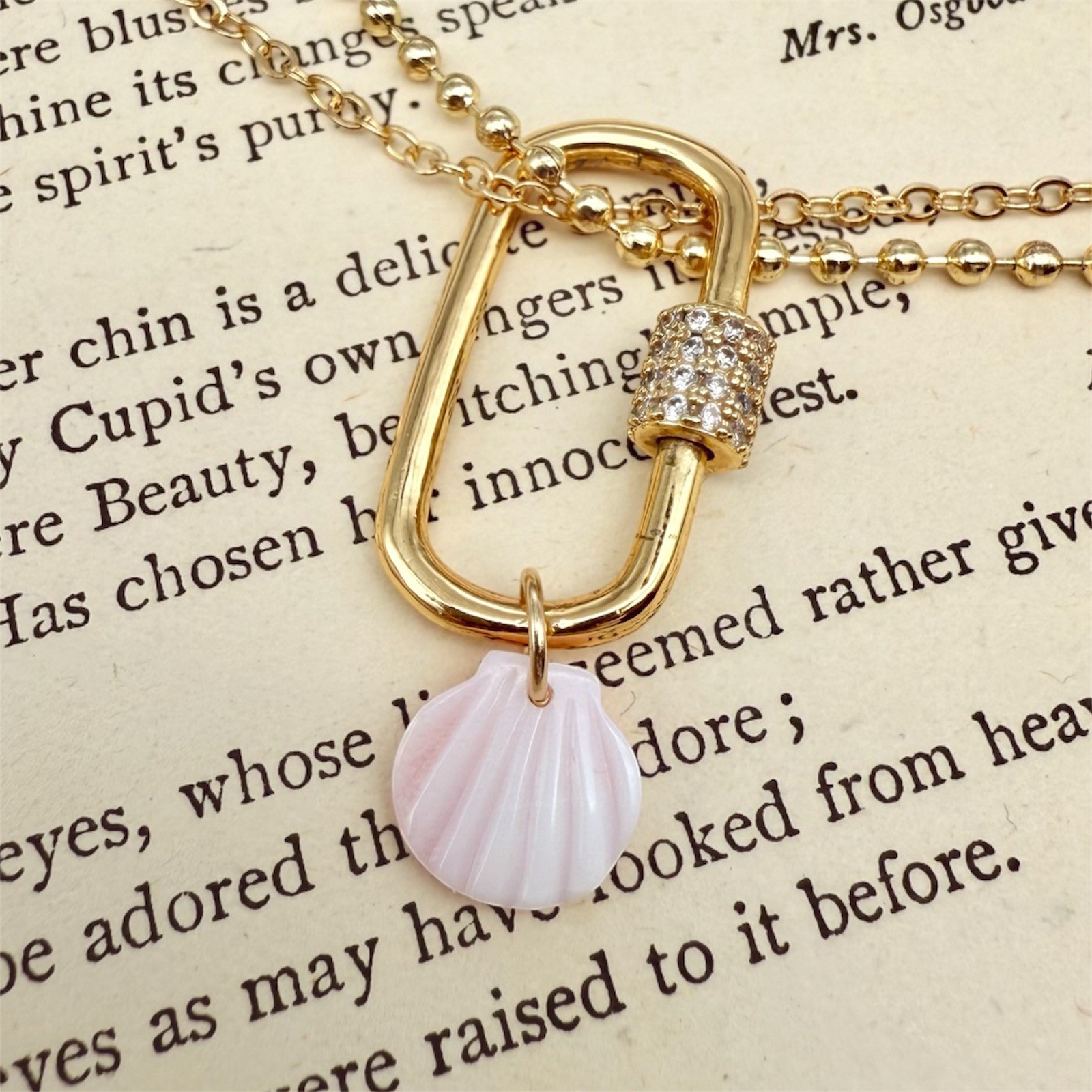 14k Solid Gold Charm, Pink Conch Shell Charm, Beachy Summer Jewelry