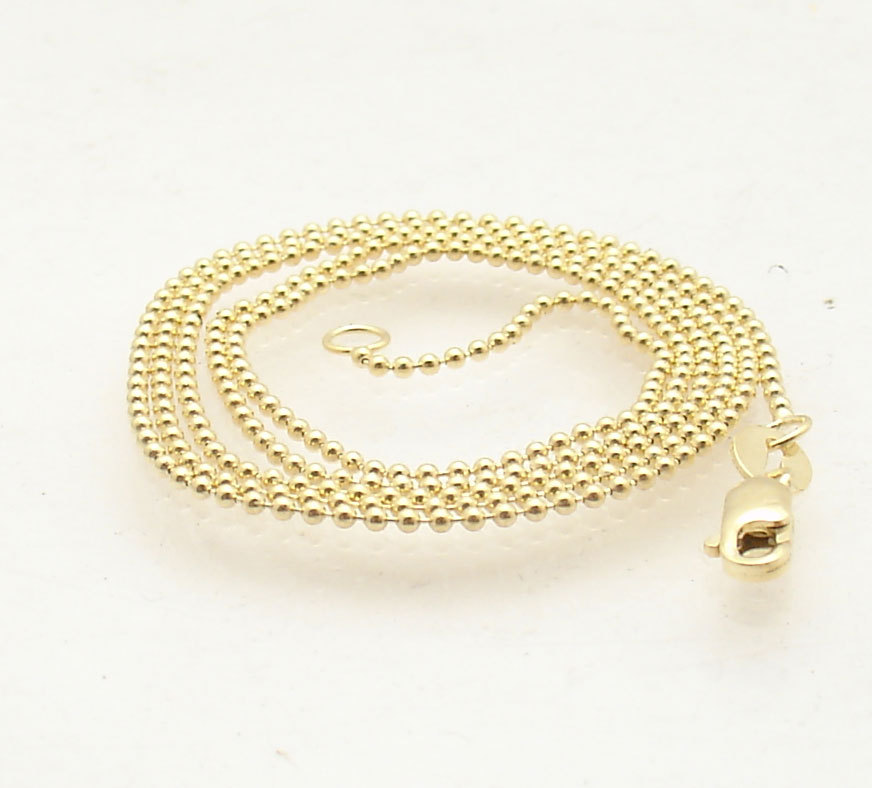 1mm All Shiny Round Bead Ball Chain Necklace REAL Solid 14K Yellow Gold