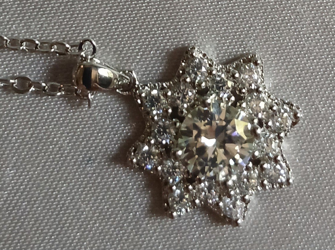 Real Moissanite Necklace Pendant, Certified 1.0CT. Tested GRA certificate Incl.
