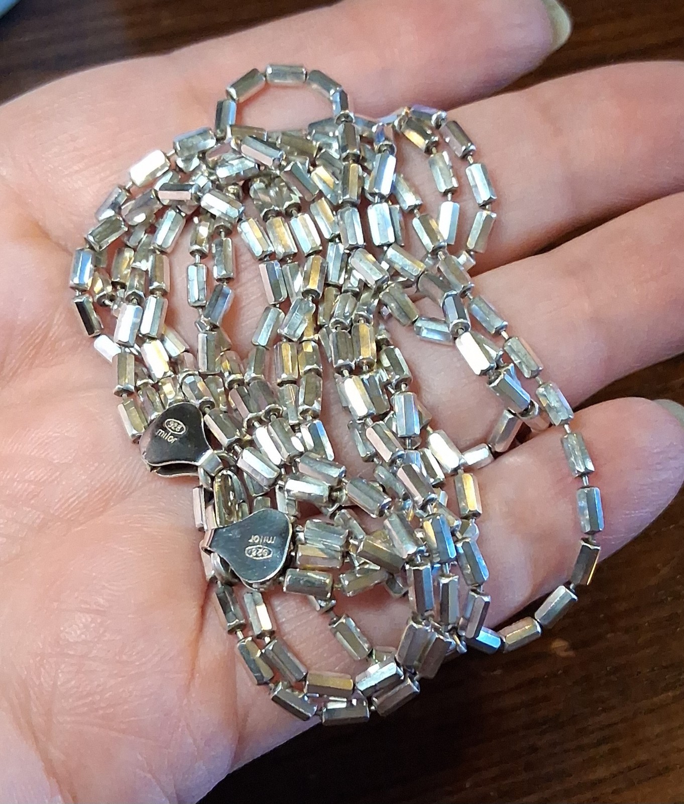 Vintage Milor Sterling 3 Strand Ball Chain 18″ Necklace Minor Flaw See Pics/Desc