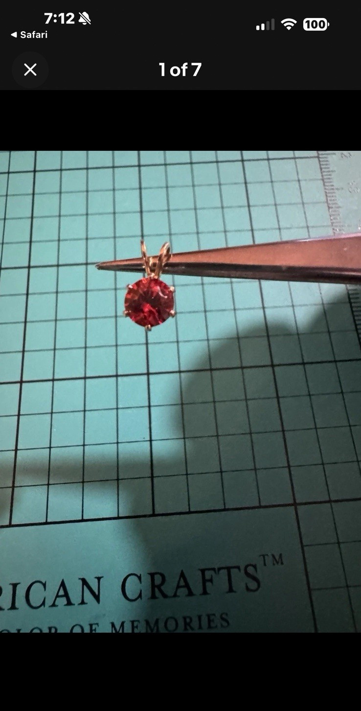 Vintage 14k Yellow Gold Pendant with Natural Round Red Garnet Prong Set