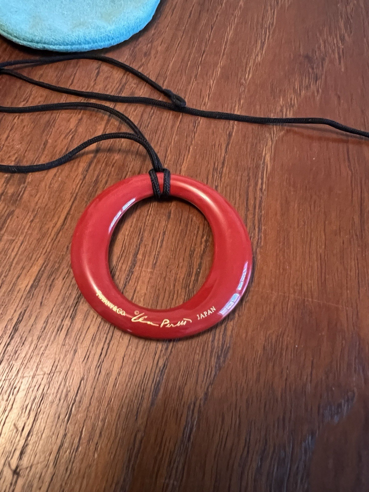 Tiffany & Co. Elsa Peretti Sevillana Pendant Red Lacquer Japanese Hardwood