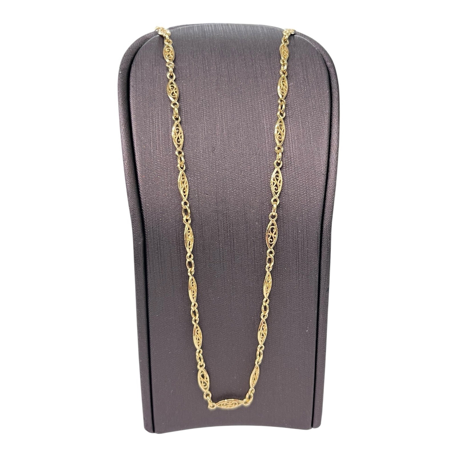 9ct 9K Yellow Gold Italian French Filigree Chain Necklace 5.76 Grams 52cm. New