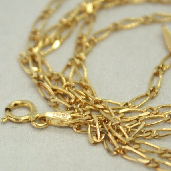 100% Genuine 9k Solid Yellow Gold 1:1 Figaro Necklace Chain Extra Long 70cm