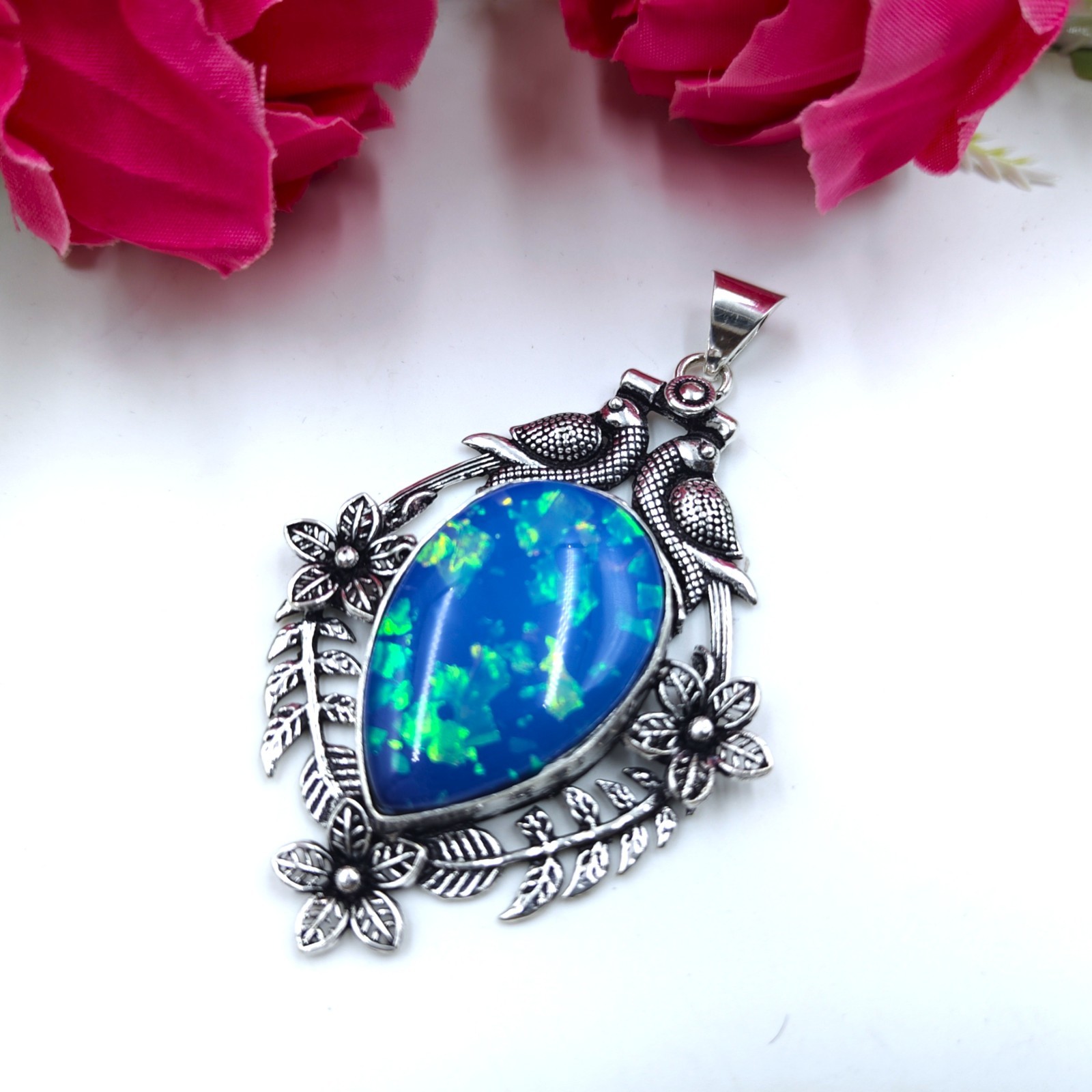 Triplet Opal Gemstone Handmade 925 Sterling Silver Jewelry Pendant Size-2.25″