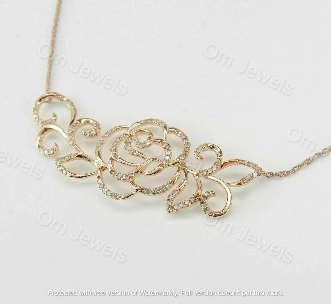 0.50Ct Round Cut Diamond Flower Pendant Necklace 18″ Chain 14k Yellow Gold Over