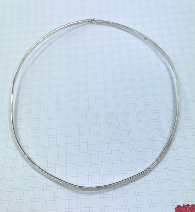 Y2K 925 Sterling Silver Choker Necklace Mexico Minimalist Modernist Collar