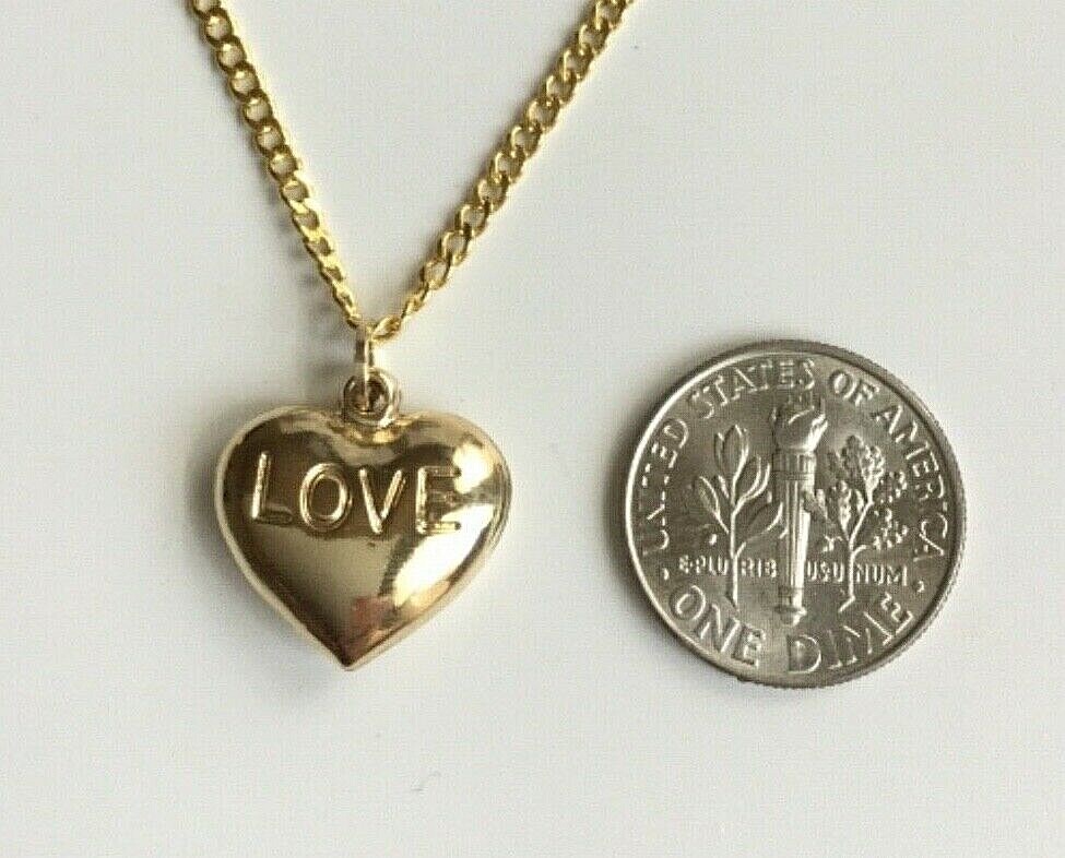 14K REAL GOLD HEART LOVE NECKLACE 20″/14K ORO CADENA DE CORAZON AMOR 20″ – N41
