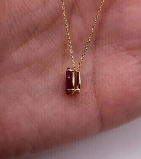 2 Ct Pear Cut Simulated Red Ruby Diamond Women’s Pendant 14K Yellow Gold Plated