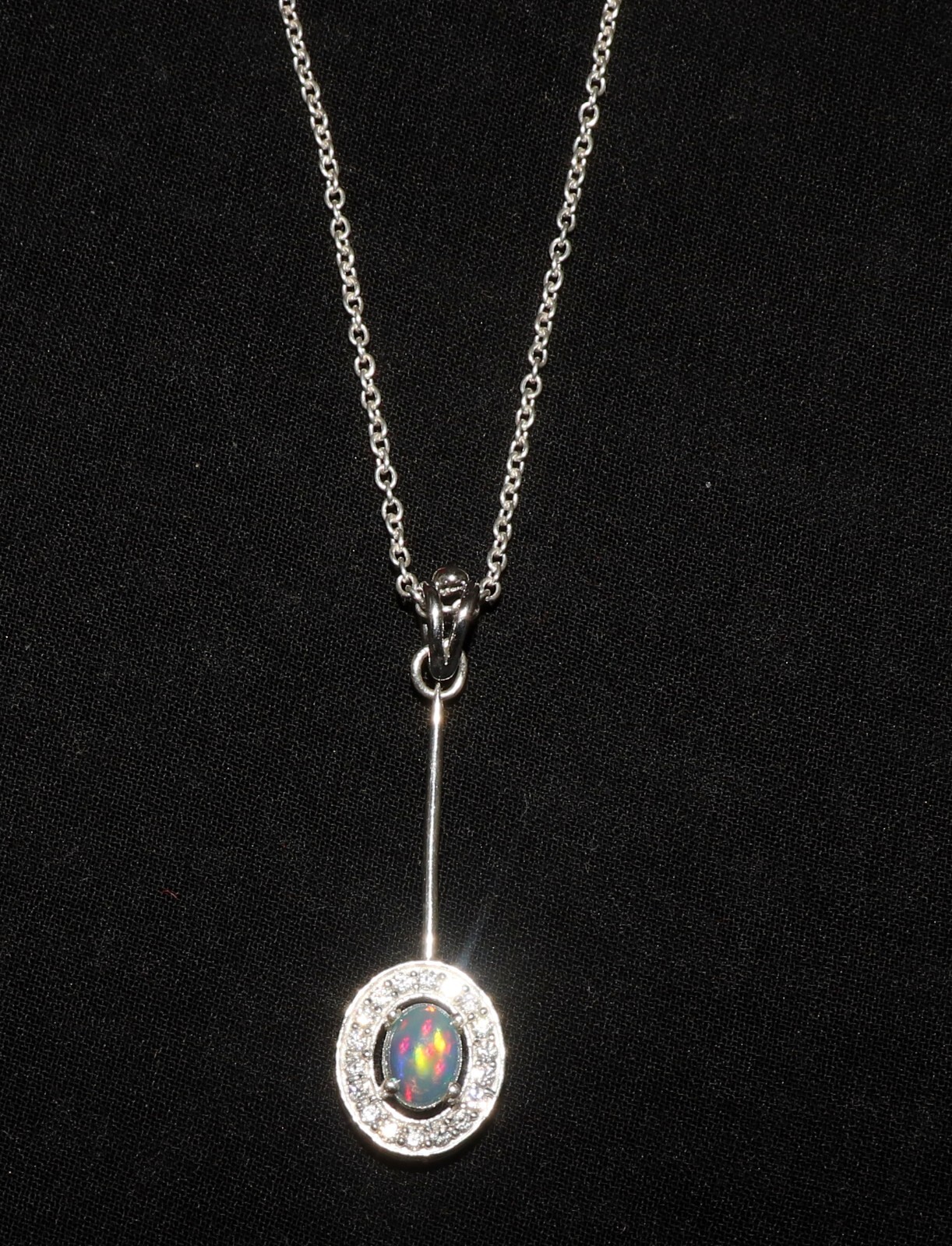 Natural Ethiopian opal pendant with sterling silver valentine gift for her 40 mm