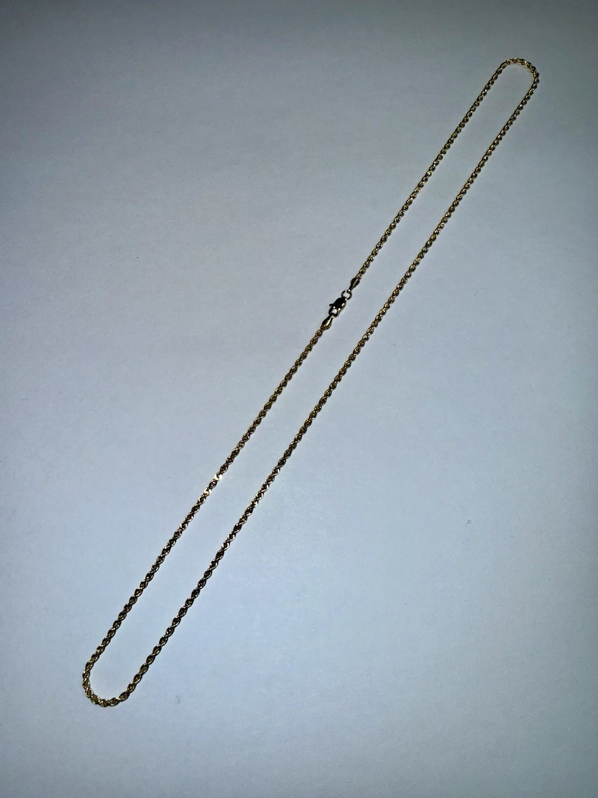 ESTATE Solid 14K Gold Semi-Hollow 1.9mm Rope Chain Necklace 20”