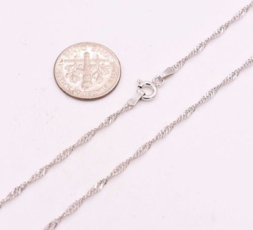 Singapore Twisted Sparkle Chain Necklace Rhodium Real Sterling Silver 925
