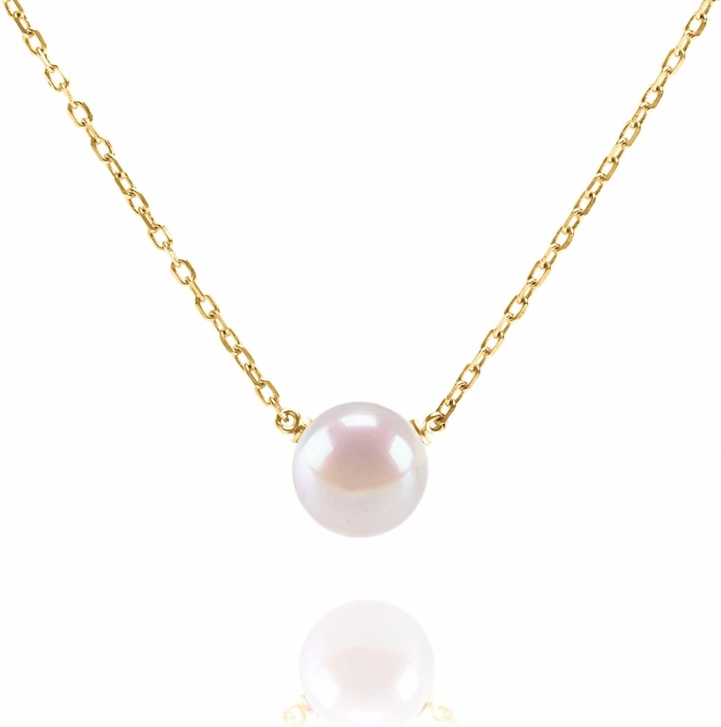 Handpicked AAA+ Freshwater Cultured Single Pearl Necklace Pendant | Gold Necklac