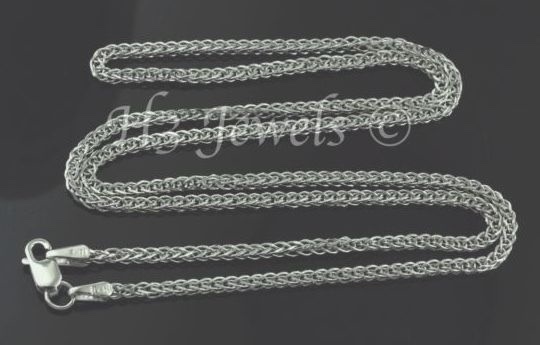 2.20 grams 14k solid white gold foxtail wheat chain necklace 16 inches #3525