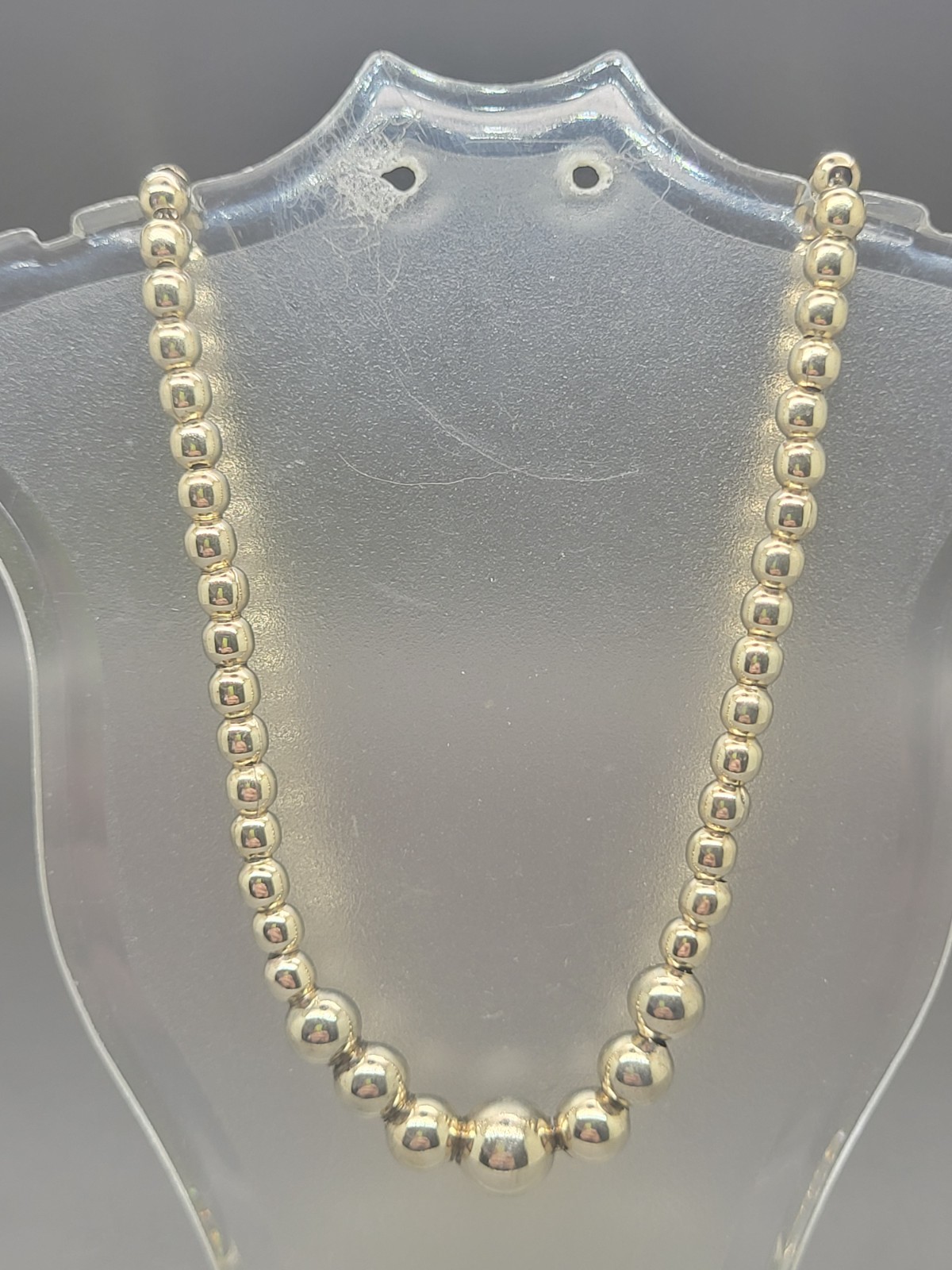 Woman’s 20″ Karat Gold Layered .925 Sterling Silver Graduated Beads Necklace