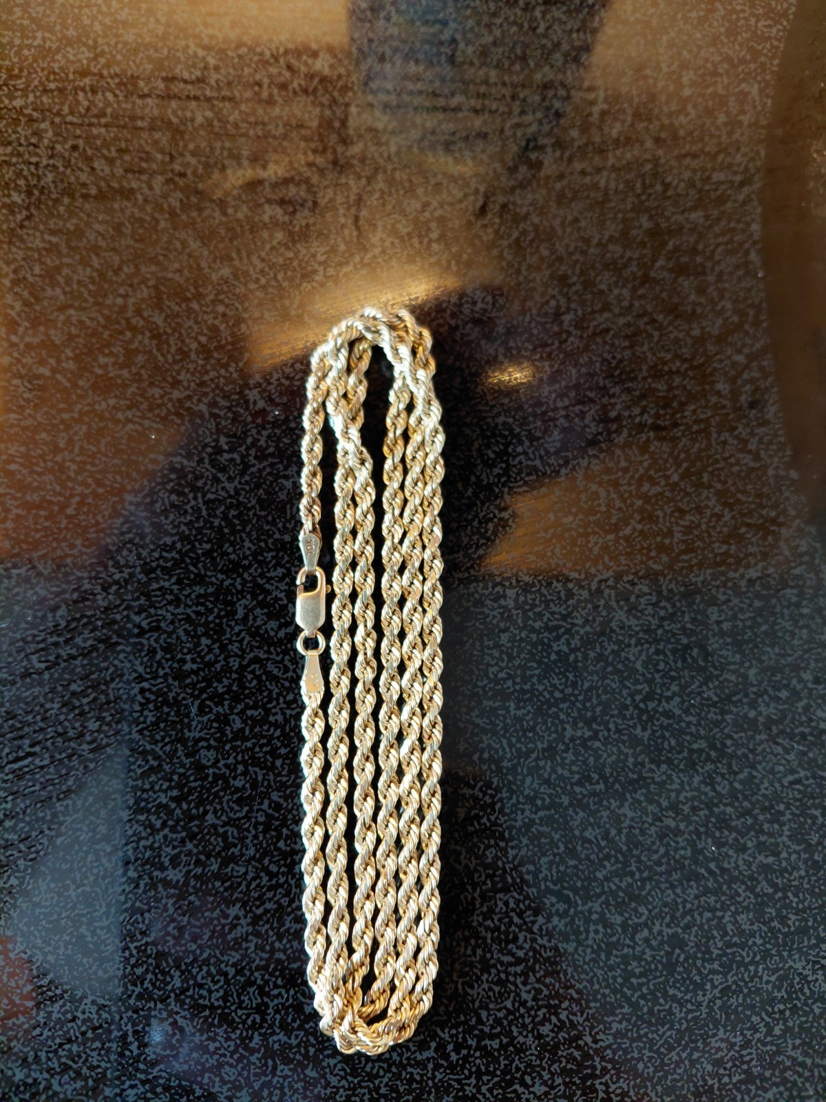 BEAUTIFUL 10K YELLOW GOLD 24″ SOLID 3 mm ROPE CHAIN 17 GRAMS