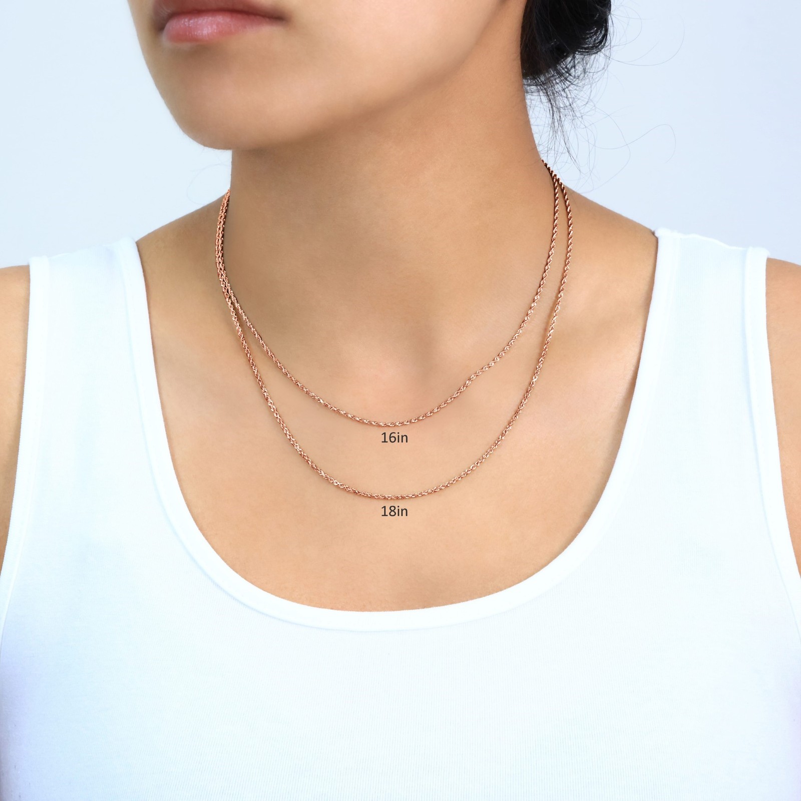 14K Rose Gold Womens 1.5mm Thin Diamond Cut Rope Chain Pendant Necklace 14″- 26″