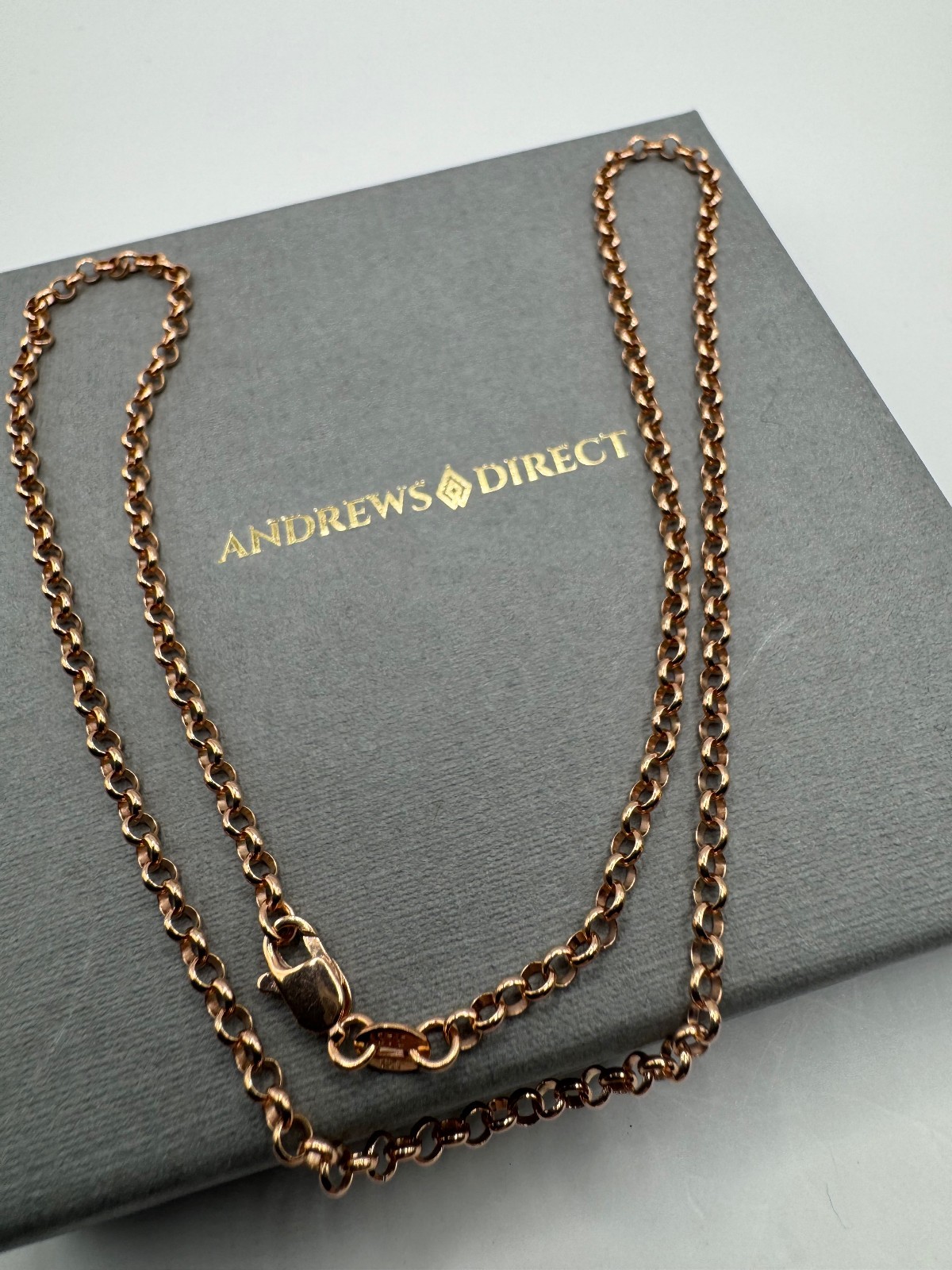 9ct Rose Gold 2.7mm Round Belcher Necklace Chain 16 Inch / 40cm (0570)