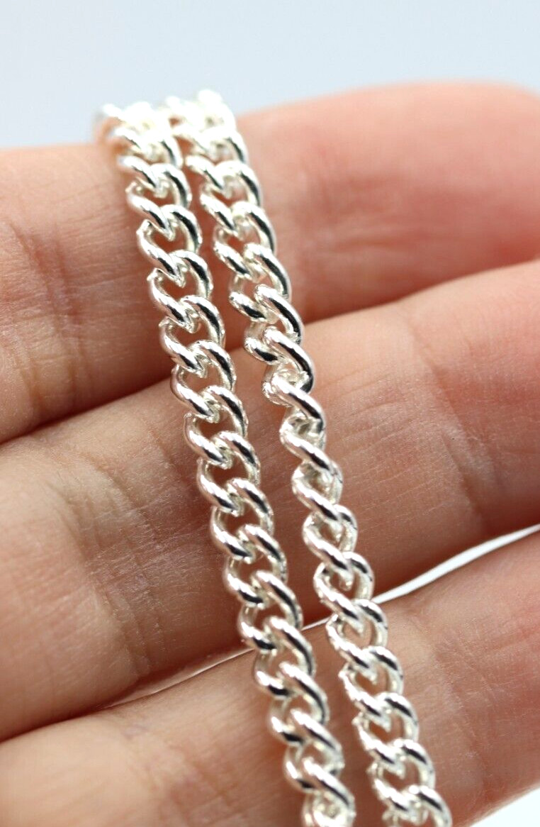 Sterling Silver 925 4mm Round Kerb Curb Chain Necklace 70cm – Free post