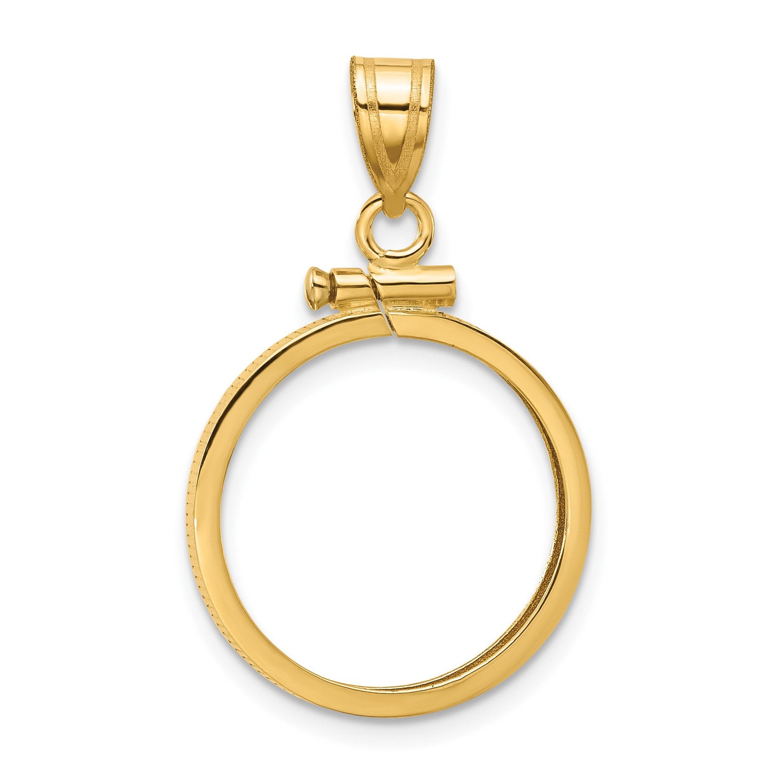 10¢ Roosevelt Dime Coin Bezel 17.8mm Screw Top Reeded 14k Yellow Gold