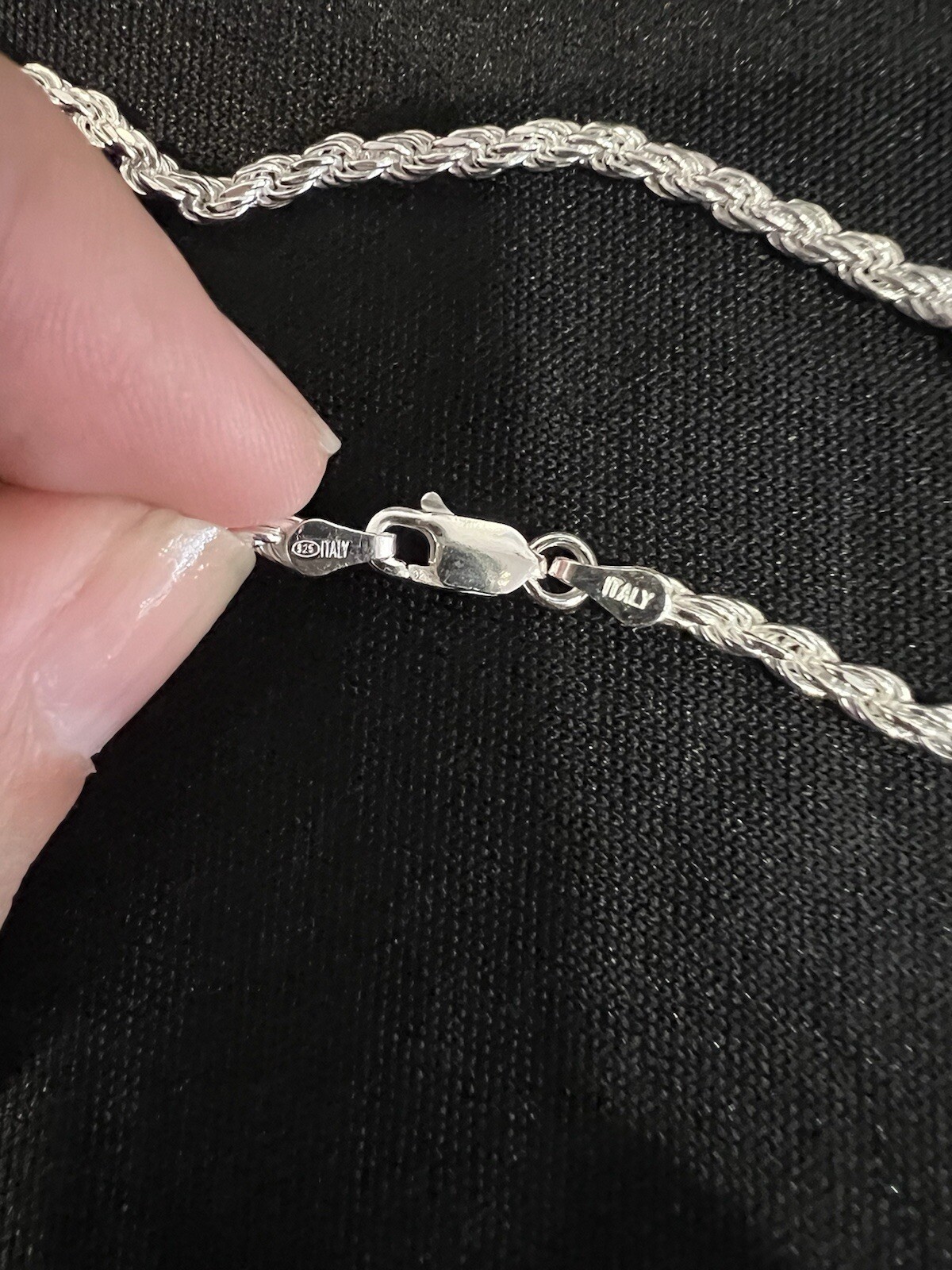 .925 Sterling Silver Men Women Twisted Rope Chain Necklace 18 20 22 24 26 28 30