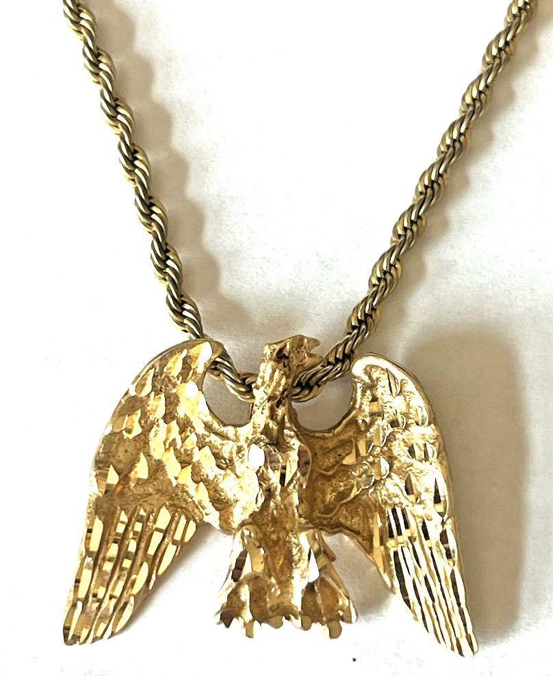 Awesome Solid Real 14K Yellow Gold EAGLE Bird Pendant Charm Animals POWER LQQK