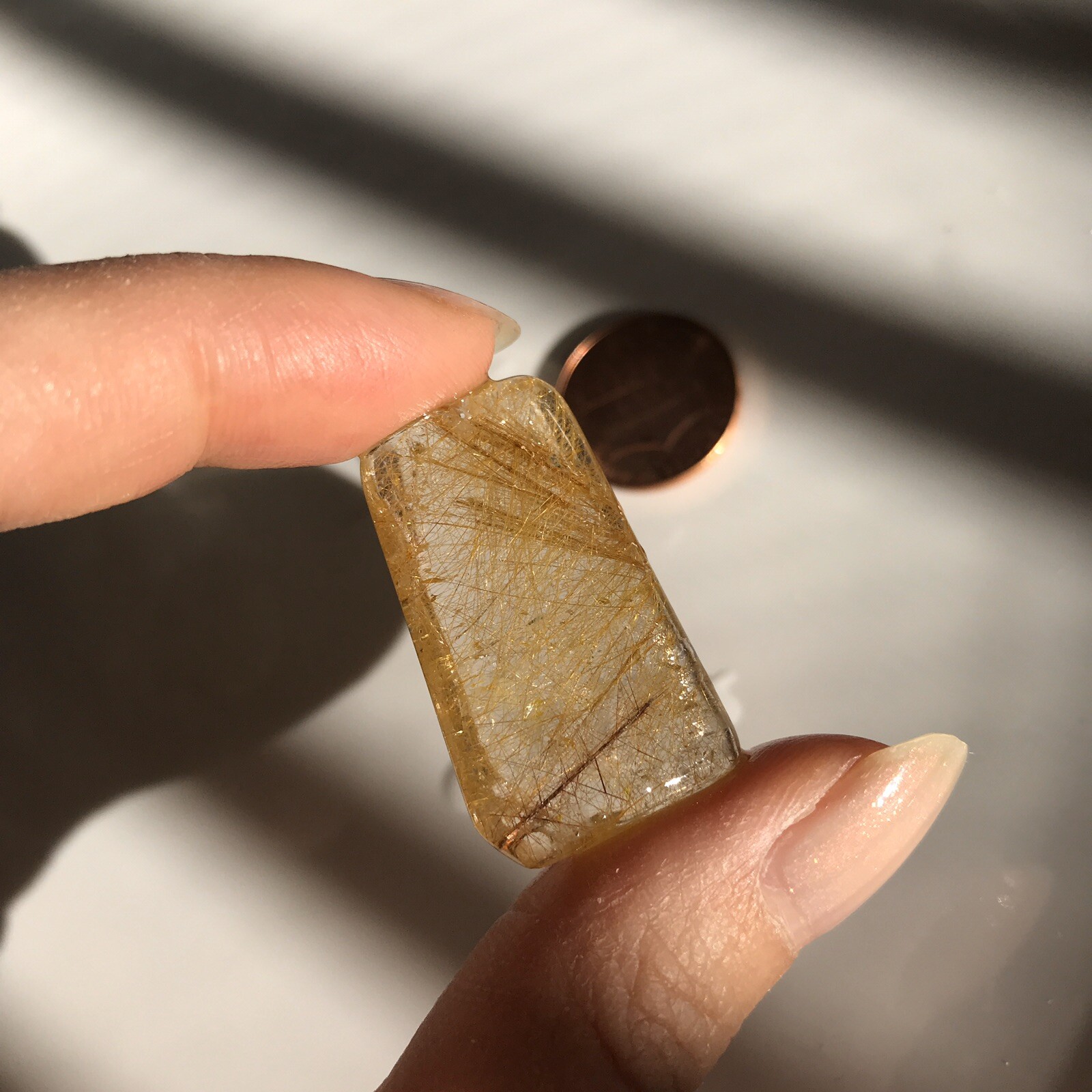 US SELLER Natural cushion Golden Rutilated Quartz Pendant Brazil Crystal 15