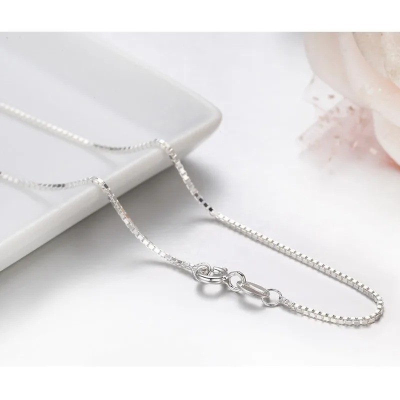 925 Sterling Silver BOX Chain Necklace All Sizes Stamped .925 Italy